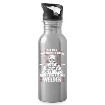 Schweißer Spruch Geschenke Für Metallbauer  - Trinkflasche mit integriertem Trinkhalm - Lightsilver - Rechts
