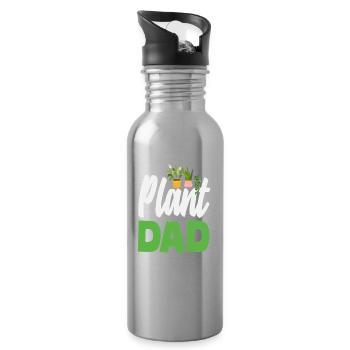 Plant Lover Father Gardening Home Gardener - Water bottle with straw - silver - Right