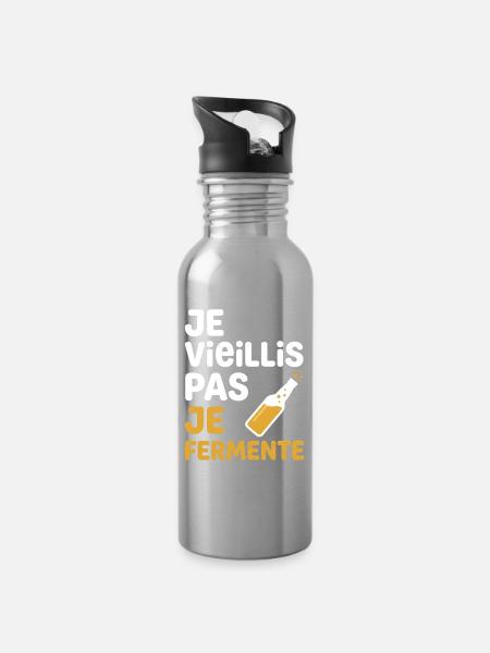 Ich altere nicht, ich gäre - Trinkflasche mit integriertem Trinkhalm - Lightsilver