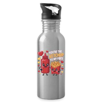 Valentine's Day You're The Ketchup To My Fries - Water bottle with straw - silver - Right