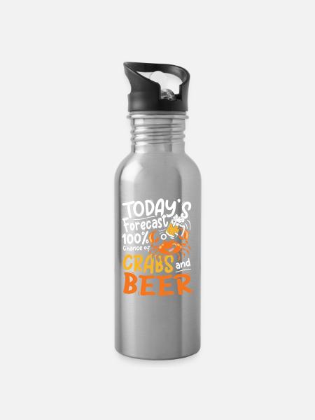 Krebs und Bier Vorhersage Design - Trinkflasche mit integriertem Trinkhalm - Lightsilver