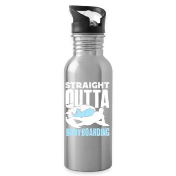 Surfing Surfboarder Bodyboarder - Water bottle with straw - silver - Right