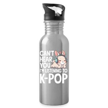 Je ne t’entends pas en écoutant de la K-Pop - Gourde avec paille intégrée - argent clair - Droite