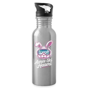 Apres Ski Haserl Hüttengaudi Skifahrerin Skihaserl - Trinkflasche mit integriertem Trinkhalm - Lightsilver - Rechts
