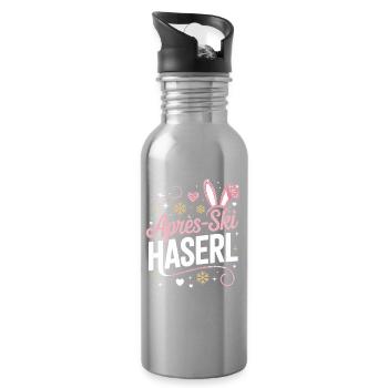 Apres Ski Haserl Hüttengaudi Skifahrerin Skihaserl - Trinkflasche mit integriertem Trinkhalm - Lightsilver - Rechts
