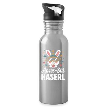 Apres Ski Haserl Hüttengaudi Skifahrerin Skihaserl - Trinkflasche mit integriertem Trinkhalm - Lightsilver - Rechts