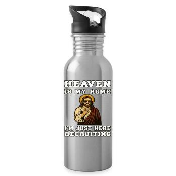 Uncle Jesus Recruiting - Heaven is my Home  - Trinkflasche mit integriertem Trinkhalm - Lightsilver - Rechts