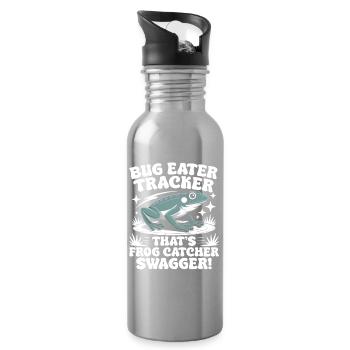 Frog Catcher Bug Eater Tracker Frog - Water bottle with straw - silver - Right