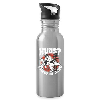 Judo Kampfsport Hugs? I Prefer Judo - Trinkflasche mit integriertem Trinkhalm - Lightsilver - Rechts