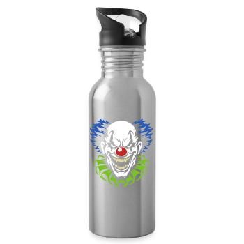 Dämonischer Clown mit grimmigem Grinsen Kostüm - Trinkflasche mit integriertem Trinkhalm - Lightsilver - Rechts