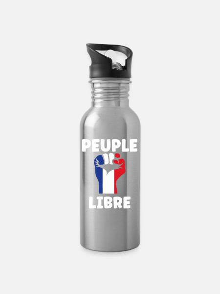 Peuple Libre Tricolore - Gourde avec paille intégrée - argent clair