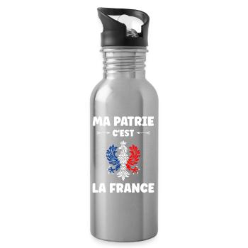 Ma Patrie C’est La France Tricolore - Gourde avec paille intégrée - argent clair - Droite