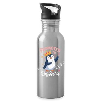Promu au rang de Big Sister Penguin Design - Gourde avec paille intégrée - argent clair - Droite