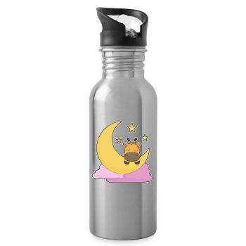 Giraffe Mond - Trinkflasche mit integriertem Trinkhalm - Lightsilver - Rechts