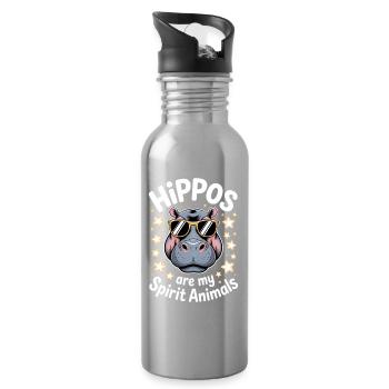 Expressions d’hippopotames Blague hippopotame Cadeau d’hippopotame - Gourde avec paille intégrée - argent clair - Droite