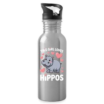 Expressions d’hippopotames Blague hippopotame Cadeau d’hippopotame - Gourde avec paille intégrée - argent clair - Droite