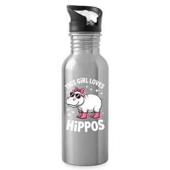 Expressions d’hippopotames Blague hippopotame Cadeau d’hippopotame - Gourde avec paille intégrée - argent clair - Droite