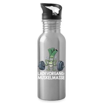 Gewichtheber LADEVORGANG MUSKELMASSE Lustig - Trinkflasche mit integriertem Trinkhalm - Lightsilver - Rechts