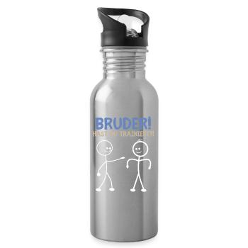 Strichmännchen HAST DU TRAINIERT LUSTIG - Trinkflasche mit integriertem Trinkhalm - Lightsilver - Rechts