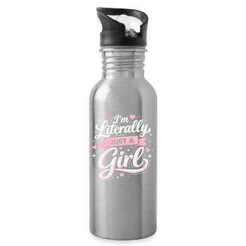 Ich Bin Literally Just Ein Mädchen - Trinkflasche mit integriertem Trinkhalm - Lightsilver - Rechts