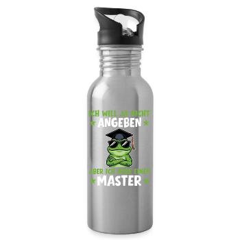 Master's exam passed, frog graduation completed - Water bottle with straw - silver - Right
