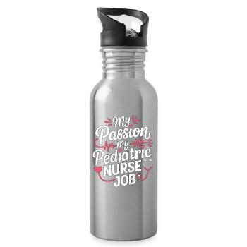 Pediatric Nurse My Passion My Pediatric Kids Nurse - Water bottle with straw - silver - Right