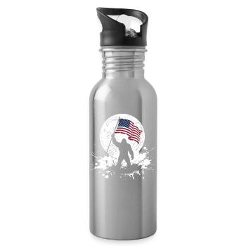 Bigfoot Lune Bigfoot patriotique drôle pour le 4e anniversaire - Gourde avec paille intégrée - argent clair - Droite