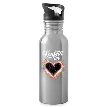 Konfetti Im Herzen Karneval Kostüm Damen Fasching - Trinkflasche mit integriertem Trinkhalm - Lightsilver - Rechts