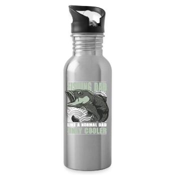 Fishing Dad Outfit - Lustiges Angler Geschenk Papa - Trinkflasche mit integriertem Trinkhalm - Lightsilver - Rechts