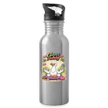 Goose Calm – Relaxation par la méditation - Gourde avec paille intégrée - argent clair - Droite