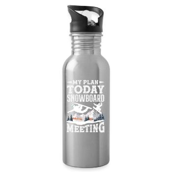 Snowboarden Snowboardtreffen Sessellift - Trinkflasche mit integriertem Trinkhalm - Lightsilver - Rechts