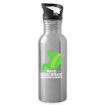 Gluten Free Celiac Disease - Water bottle with straw - silver - Right