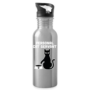Persönlicher Katzendiener - Trinkflasche mit integriertem Trinkhalm - Lightsilver - Rechts