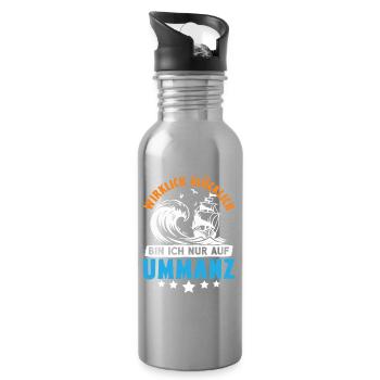 Ostsee Urlaub WIRKLICH GLÜCKLICH BIN ICH NUR AUF - Trinkflasche mit integriertem Trinkhalm - Lightsilver - Rechts