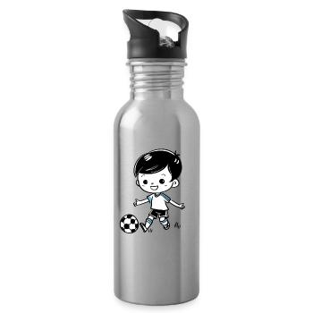 Garçon de football - Gourde avec paille intégrée - argent clair - Droite