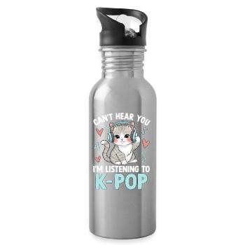 Cant Hear You In Listening To K Pop - Water bottle with straw - silver - Right