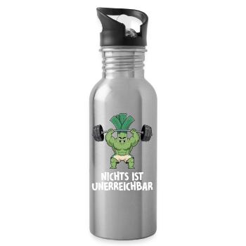 Kraftsport NICHTS IST UNERREICHBAR Lustiges - Trinkflasche mit integriertem Trinkhalm - Lightsilver - Rechts