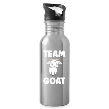 Team Goat Cute Illustration - Water bottle with straw - silver - Right
