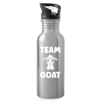 Team Goat Goat Cartoon - Water bottle with straw - silver - Right