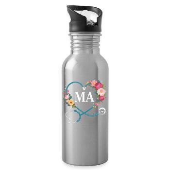 Blumenherz Stethoskop MA - Trinkflasche mit integriertem Trinkhalm - Lightsilver - Rechts