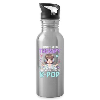 I Don't Need Therapy I Just Need To Listen K Pop - Water bottle with straw - silver - Right