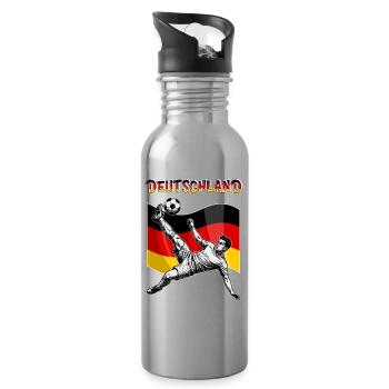 Football Germany Flag Overhead Kick - Water bottle with straw - silver - Right