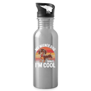  My Wiener Dog Thinks Im Cool Lustiger Dackel - Trinkflasche mit integriertem Trinkhalm - Lightsilver - Rechts