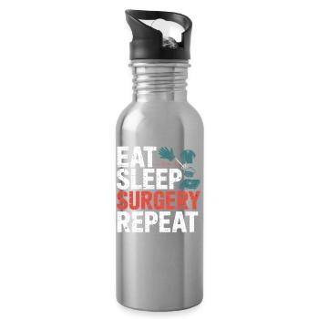 Eat Sleep Surgery Repeat - Water bottle with straw - silver - Right