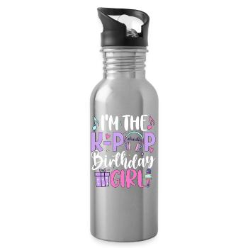 I'm The K-Pop Birthday Girl - Water bottle with straw - silver - Right