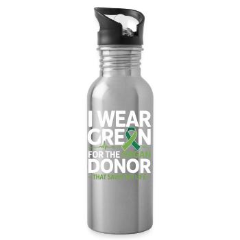Sauveur de vie pour le don d’organes vert - Gourde avec paille intégrée - argent clair - Droite