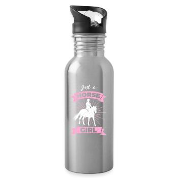 Nur ein Pferdemädchen - Trinkflasche mit integriertem Trinkhalm - Lightsilver - Rechts