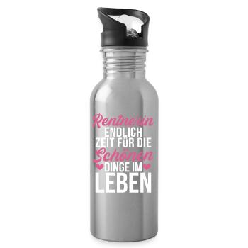 Retraité, enfin l’heure des belles choses - Gourde avec paille intégrée - argent clair - Droite