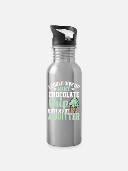 Minz-Schokoladen-Chip-Kugel-Sahne-Geschmack Minze - Trinkflasche mit integriertem Trinkhalm - Lightsilver