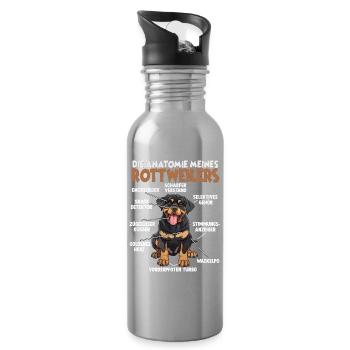 Dog Rottweiler T Dog Owner Gift - Water bottle with straw - silver - Right
